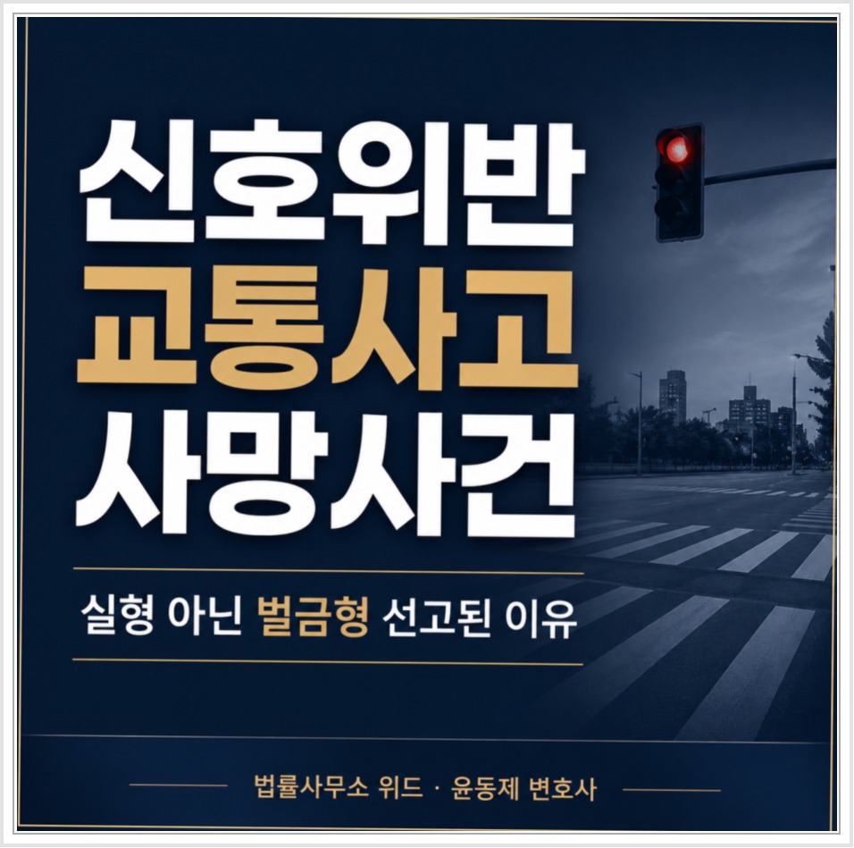 신호위반 교통사고 사망 사건의 벌금형 선고 사례
